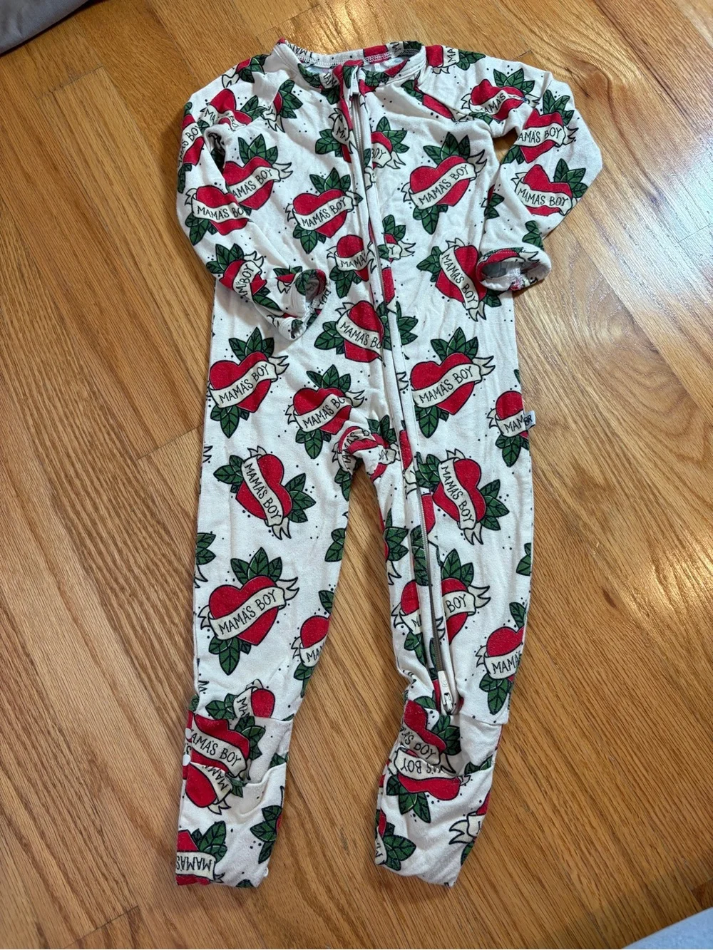 Bums & Roses “Mama’s Boy” footless romper/fold over footie - 6-9 months bamboo